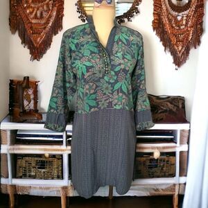 Soch Bohemian Silk Top Sequin Tunic Hippie Blouse Shirt S Ethnic Flowy India.